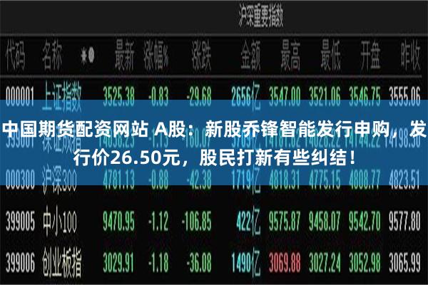 中国期货配资网站 A股：新股乔锋智能发行申购，发行价26.50元，股民打新有些纠结！