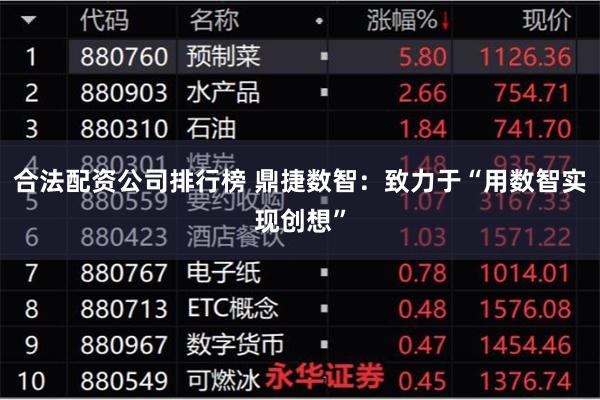 合法配资公司排行榜 鼎捷数智：致力于“用数智实现创想”